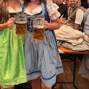Countryline Dirndl blau weiß kariert knielang